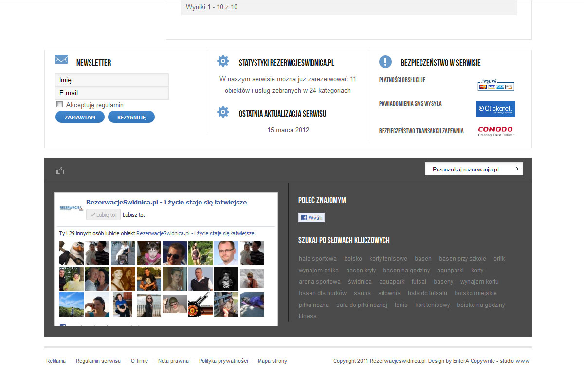 Portal internetowy rezerwacjeswidnica.pl - integracja z Facebookiem