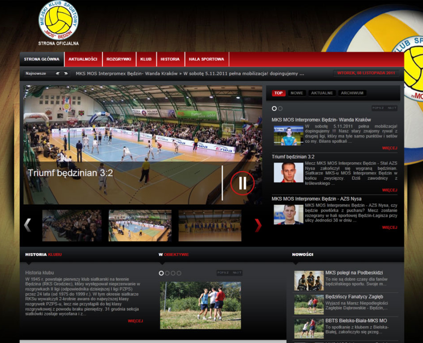 Portal dla pierwszoligowej drużyny siatkówki MKS-MOS Będzin - strona główna