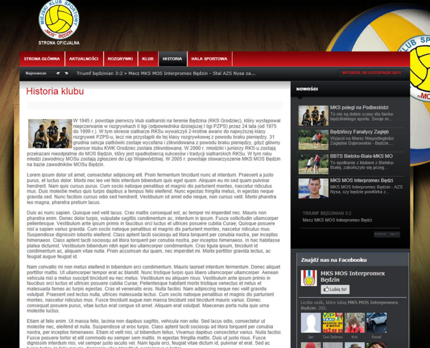 Portal dla pierwszoligowej drużyny siatkówki MKS-MOS Będzin - artykuły
