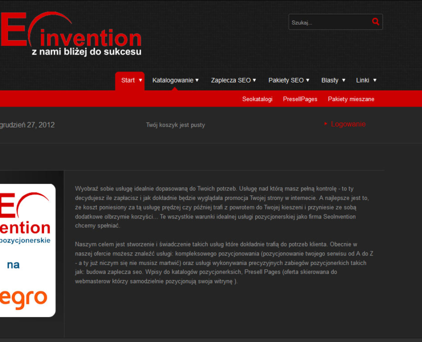 Sklep internetowy Seoinvention - strona główna
