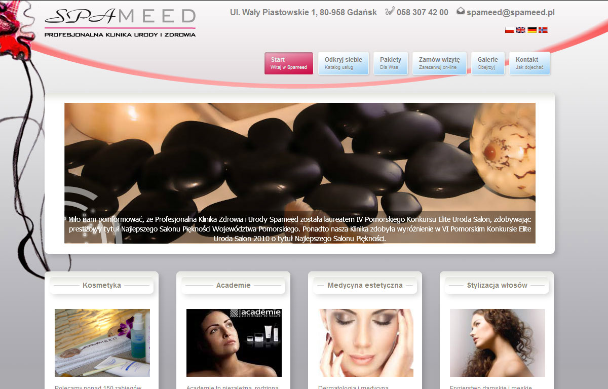 Strona www Kliniki Urody Spameed - strona startowa