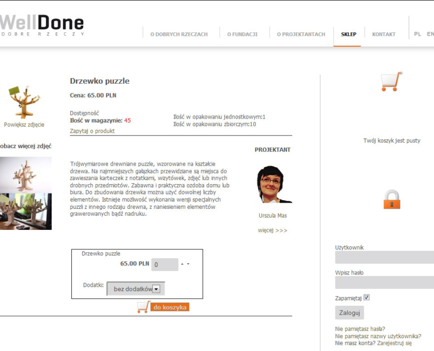 Strona www i sklep internetowy WellDone Dobre Rzeczy - projektanci