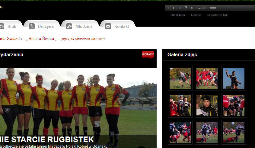 Portal internetowy klubu rugby Czarni Pruszcz Gdański
