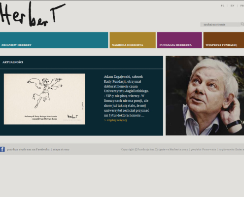 Portal internetowy Fundacji Herberta - strona startowa