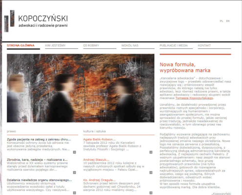 Strona www kancelarii Kopoczynski adwokaci i radcowie prawni - strona główna