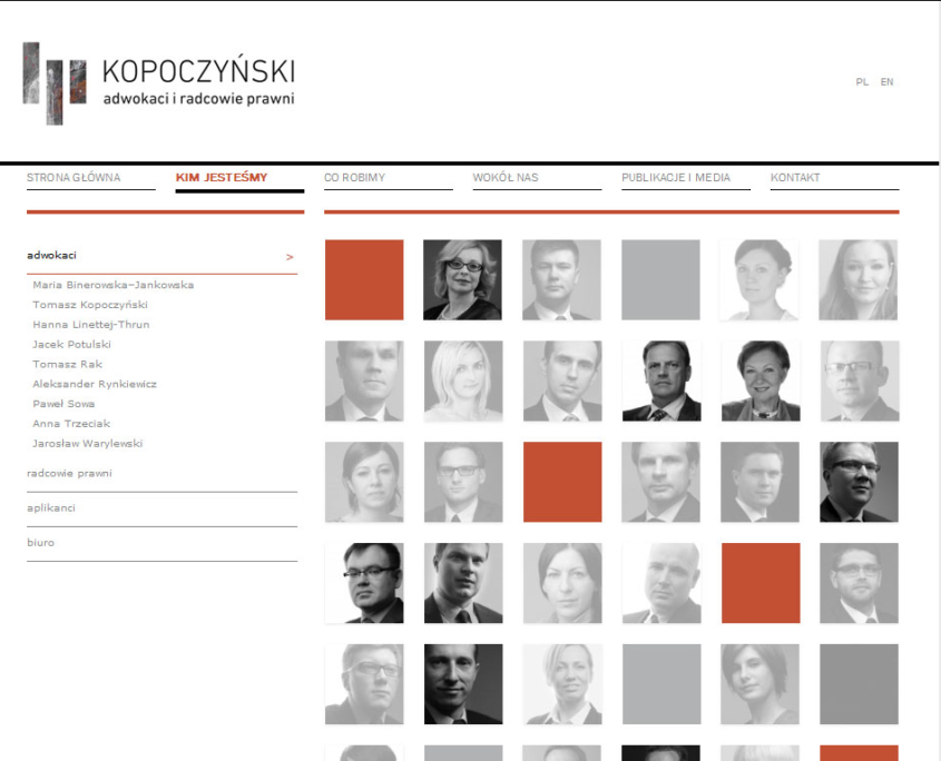 Strona www kancelarii Kopoczynski adwokaci i radcowie prawni - interaktywna mapa twarzy