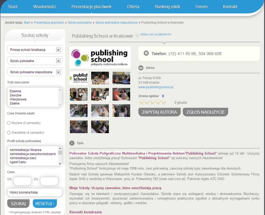 Portal edukuje.pl zaprojektowany przez Entera Studio WWW - ogłoszenie
