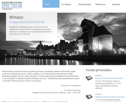 Nowa strona www Kancelarii Radcy Prawnego Spectrum, zaprojektowana przez Entera Studio WWW - strona startowa