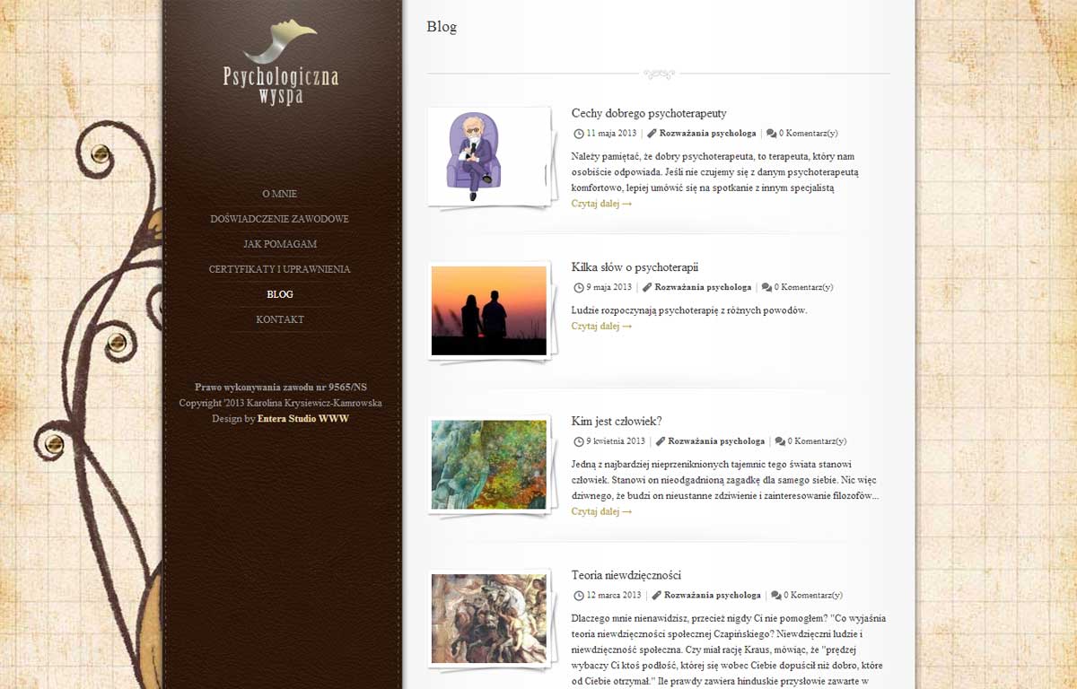 Personalna strona www lekarz-psycholog zaprojektowana przez Entera Studio WWW - blog