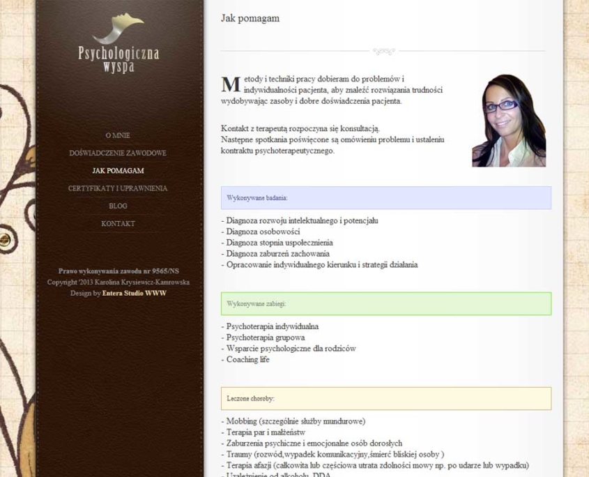 Personalna strona www lekarz-psycholog zaprojektowana przez Entera Studio WWW - o lekarzu