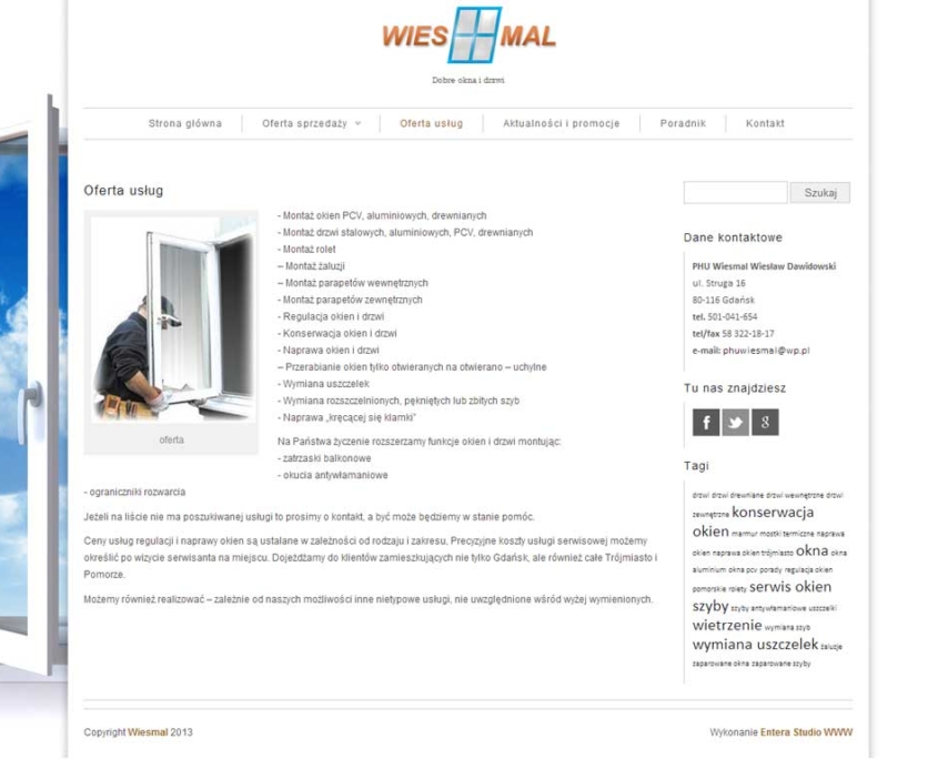 Strona www dla firmy Wiesmal autorstwa Entera Studio WWW - oferta