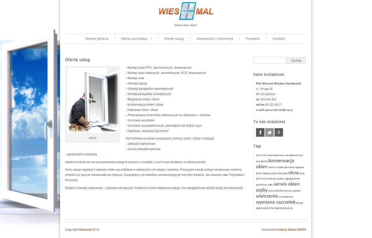 Strona www dla firmy Wiesmal autorstwa Entera Studio WWW - oferta