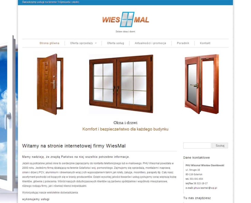 Strona www dla firmy Wiesmal autorstwa Entera Studio WWW - strona startowa