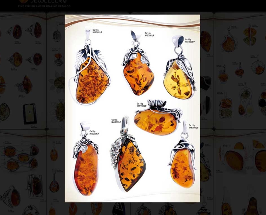 Katalog ekskluzywnej biżuterii z bursztynu zaprojektowany przez Entera Studio WWW - slideshow