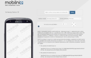 Mobilnie.com.pl - test mobilności stron www, emulator telefonu Samsung Galaxy S3