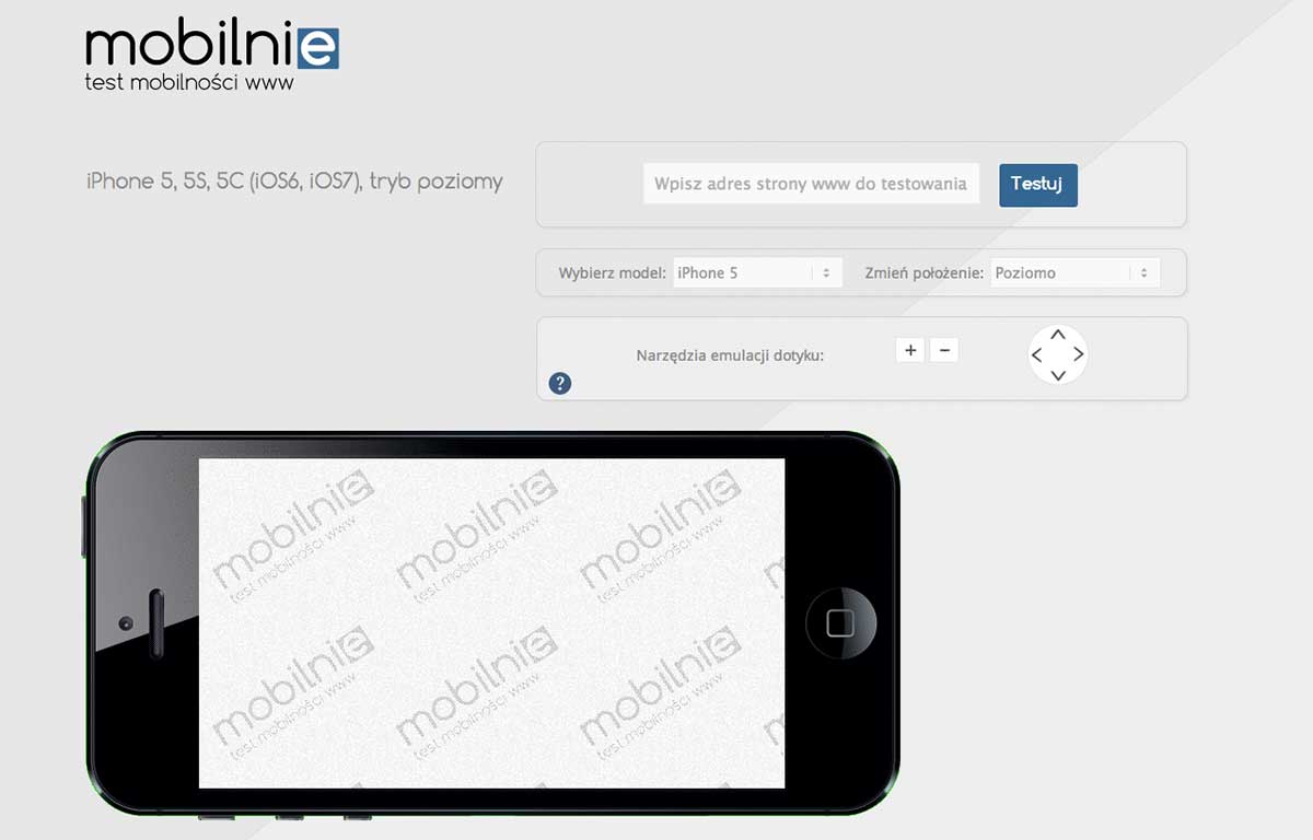 Mobilnie.com.pl - test mobilności stron www, emulator telefonu iPhone 5