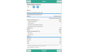 Aplikacja mobilna BMI Kalorie Tablice żywienia - tablica żywieniowa