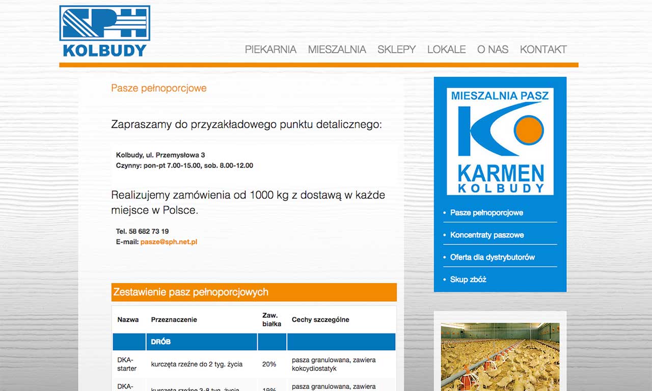 Strona www SPH Kolbudy - mieszalnia pasz