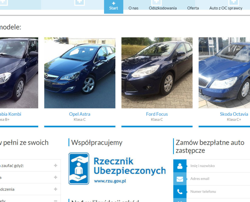 Nowa strona www Compense - auta zastępcze