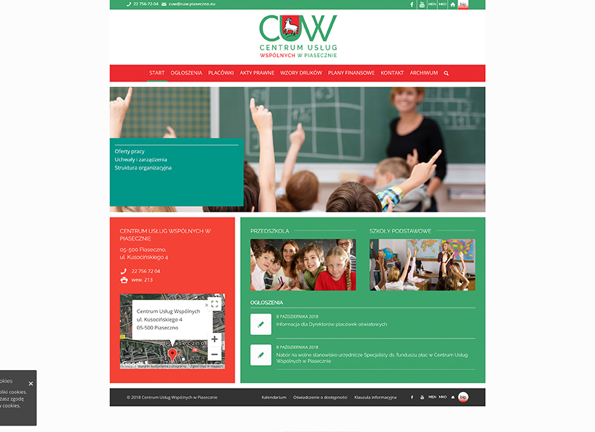 Strona www CUW - system publikacji ogłoszeń i przetargów w pełni zgodny z WCAG 2.0.