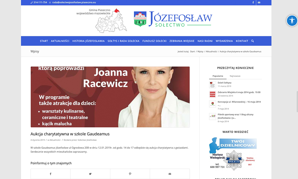 Strona Sołectwa Józefosław w województwie mazowieckim.