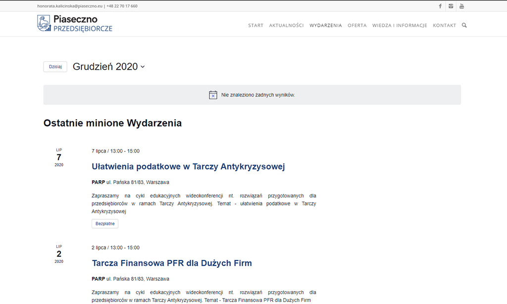Portal Przedsiębiorcze Piaseczno - kalendarium wydarzeń