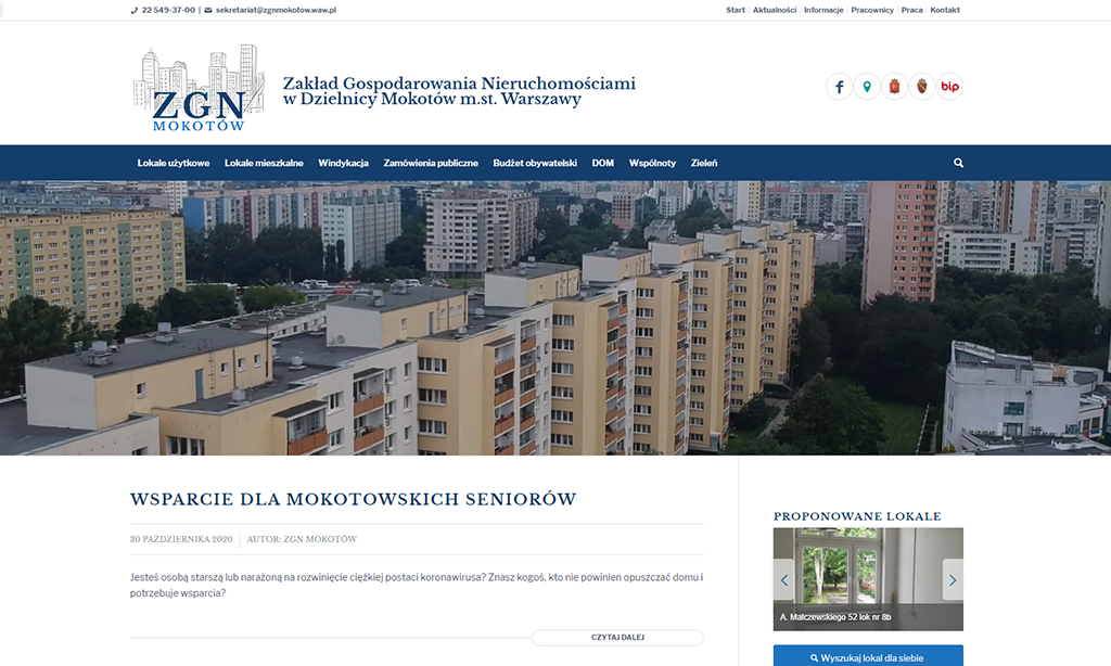 Portal Zakładu Gospodarki Nieruchomościami Mokotów Warszawa - strona główna
