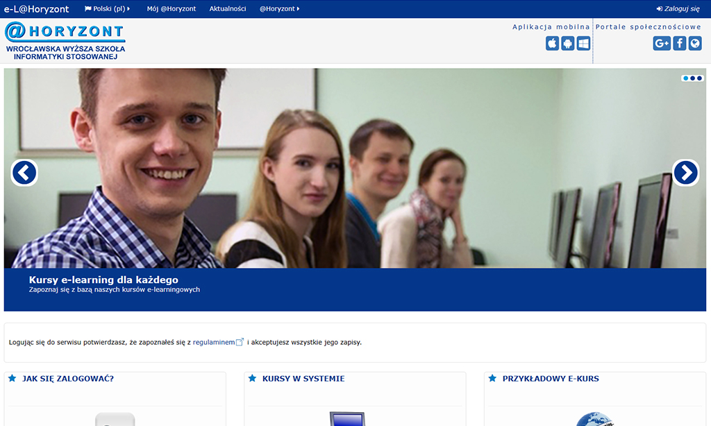 Projekt dostosowania do WCAG 2.1 platform szkoleniowych on-line Wrocławskiej Wyższej Szkoły Informatyki Stosowanej „Horyzont”.