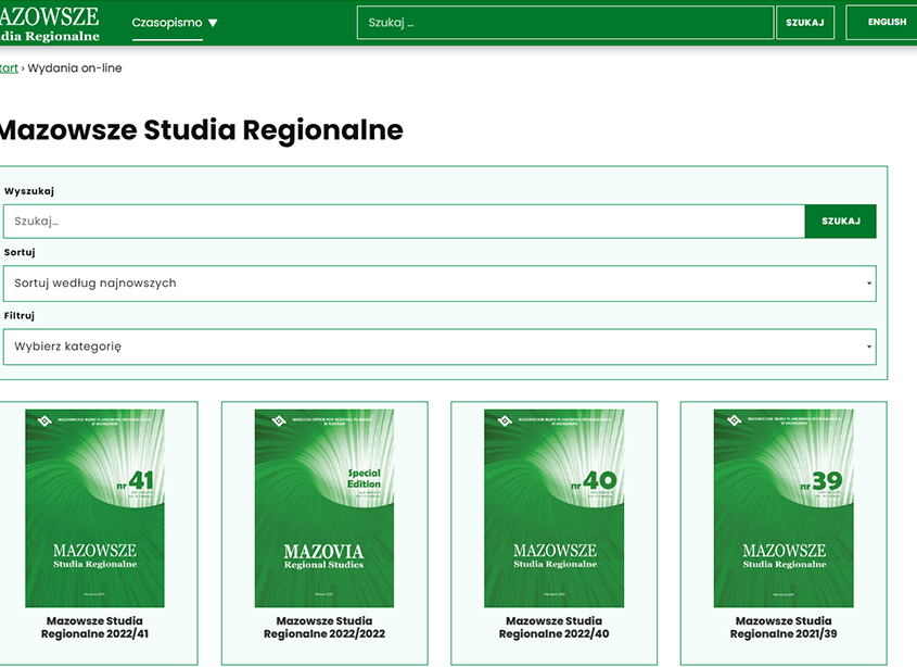 Przebudowa wraz z dostosowaniem do wymagań specyfikacji WCAG 2.1 platformy publikacyjnej MAZOWSZE Studia Regionalne.